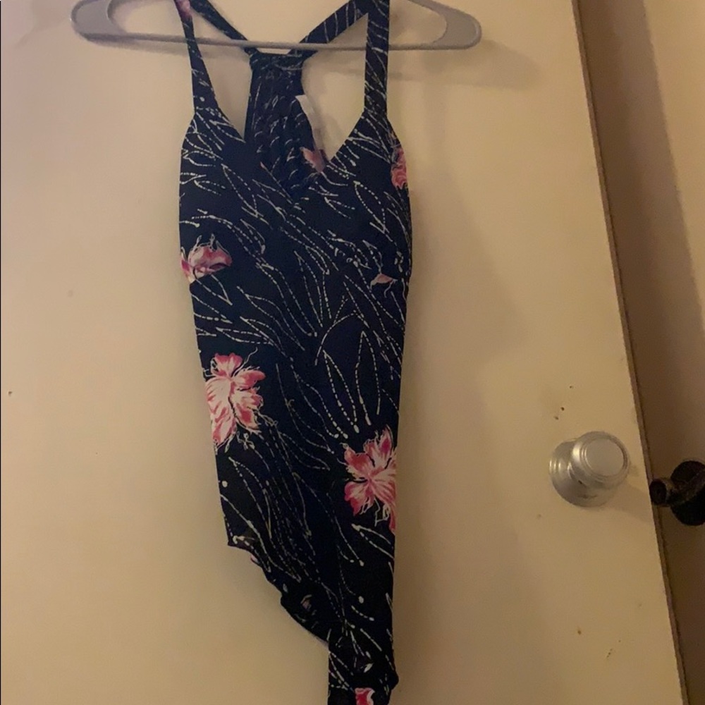 Floral black tank top